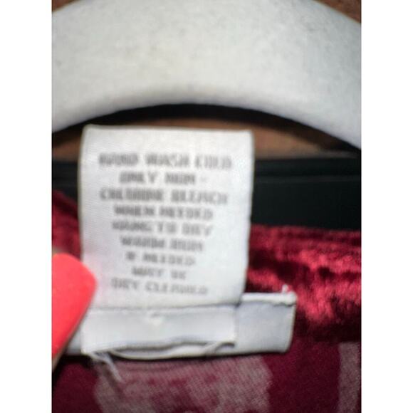 Soft Surroundings Velvet Burnout Tunic Blouse Red floral Scroll Med Asian - Picture 2 of 8